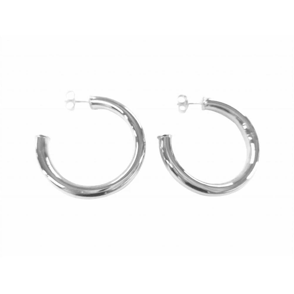 NEW SHEILA FAJL women's chantel shiny hoops earrings in silver